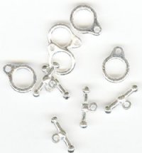 Set of 5, 15mm Plain Silver Plated Toggle Clasps